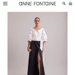 Long black & white satin dress by Anne Fontaine size fits 4-6